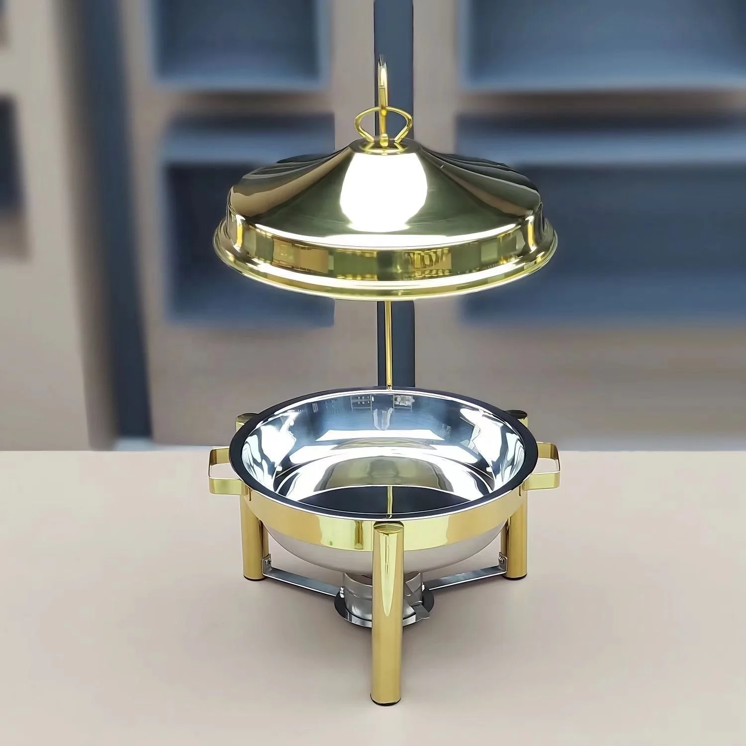

Wedding Party Luxury Golden Chaffing Dish Stainless Steel Food Warmer Buffet Chafing Dish