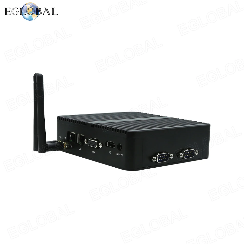 

EGLOBAL Безвентиляторный мини-ПК Intel Celeron J1900 Четырехъядерный процессор Gigabit Ethernet 4USB HDMI VGA Дисплей Поддержка Wi-Fi Windows Linux