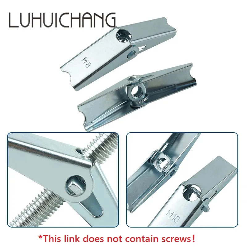 LUHUICHANG 20Pcs/Lot M4 M5 M6 M8 M10 Plasterboard hollow wall cavity wall fixing spring toggle anchor