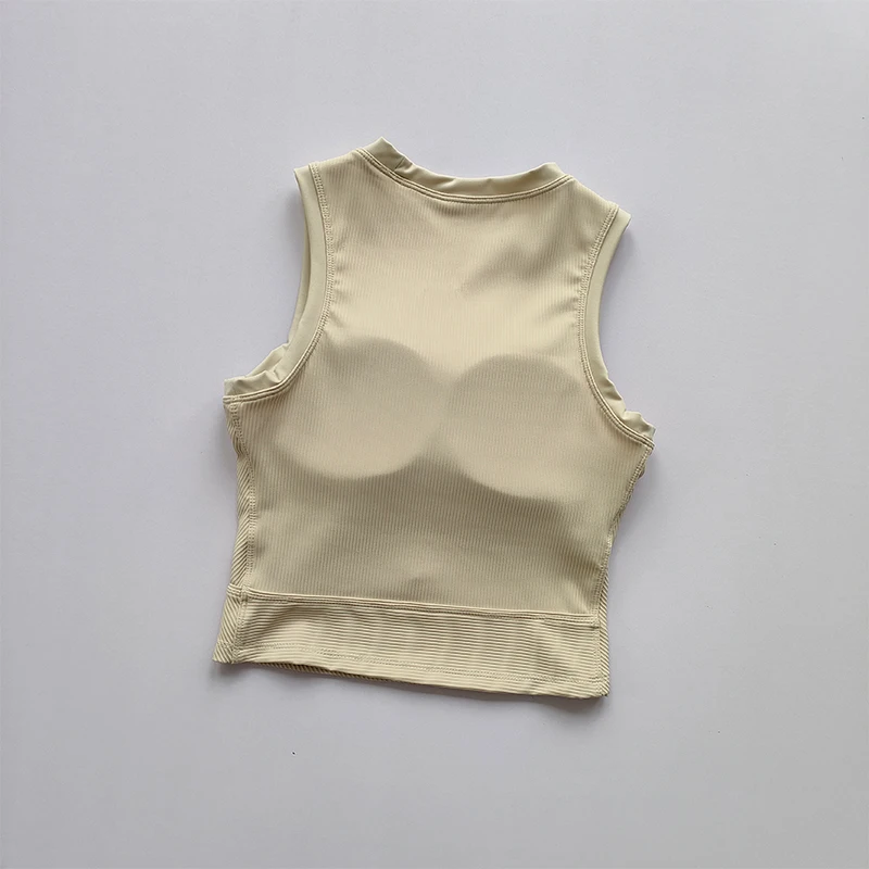 Yoga-Anzug Trägerweste Brustpolster Brustbedeckender Sport-BH Damen-Laufbekleidung Enganliegendes und Figurformendes Fitness-Top – Detail 6