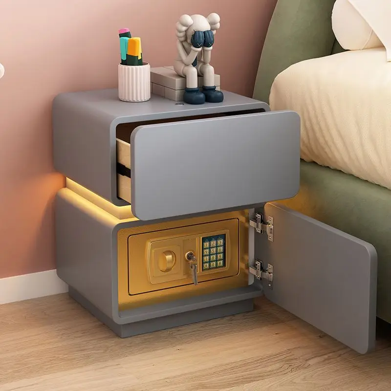 

Hidden Safe Tri-color Lights Nightstand Bedroom Furniture Bedside Table Night