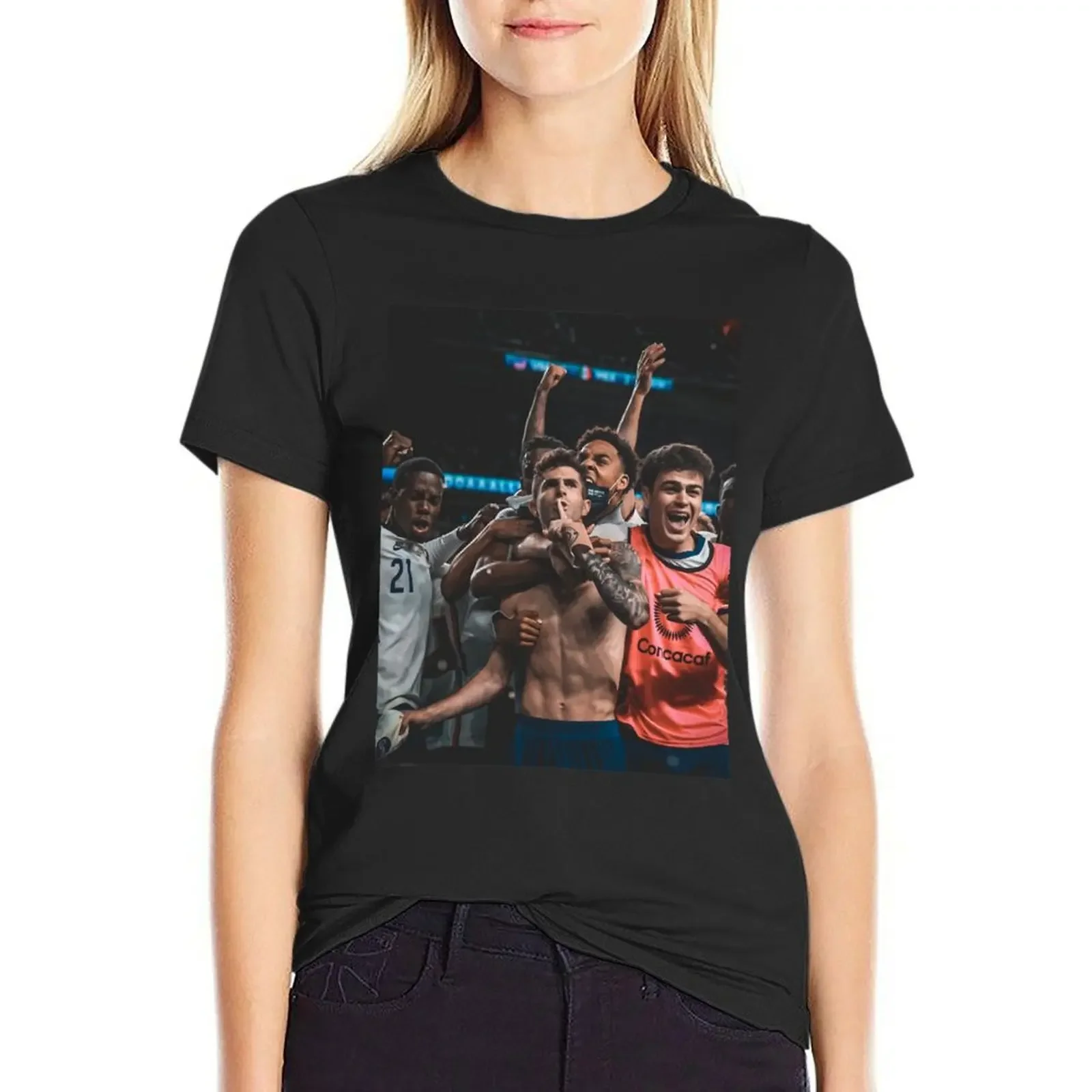 

Pulisic Shh USMNT Soccer T-shirt.png T-shirt Blouse animal print shirt for girls summer clothes Womens clothing
