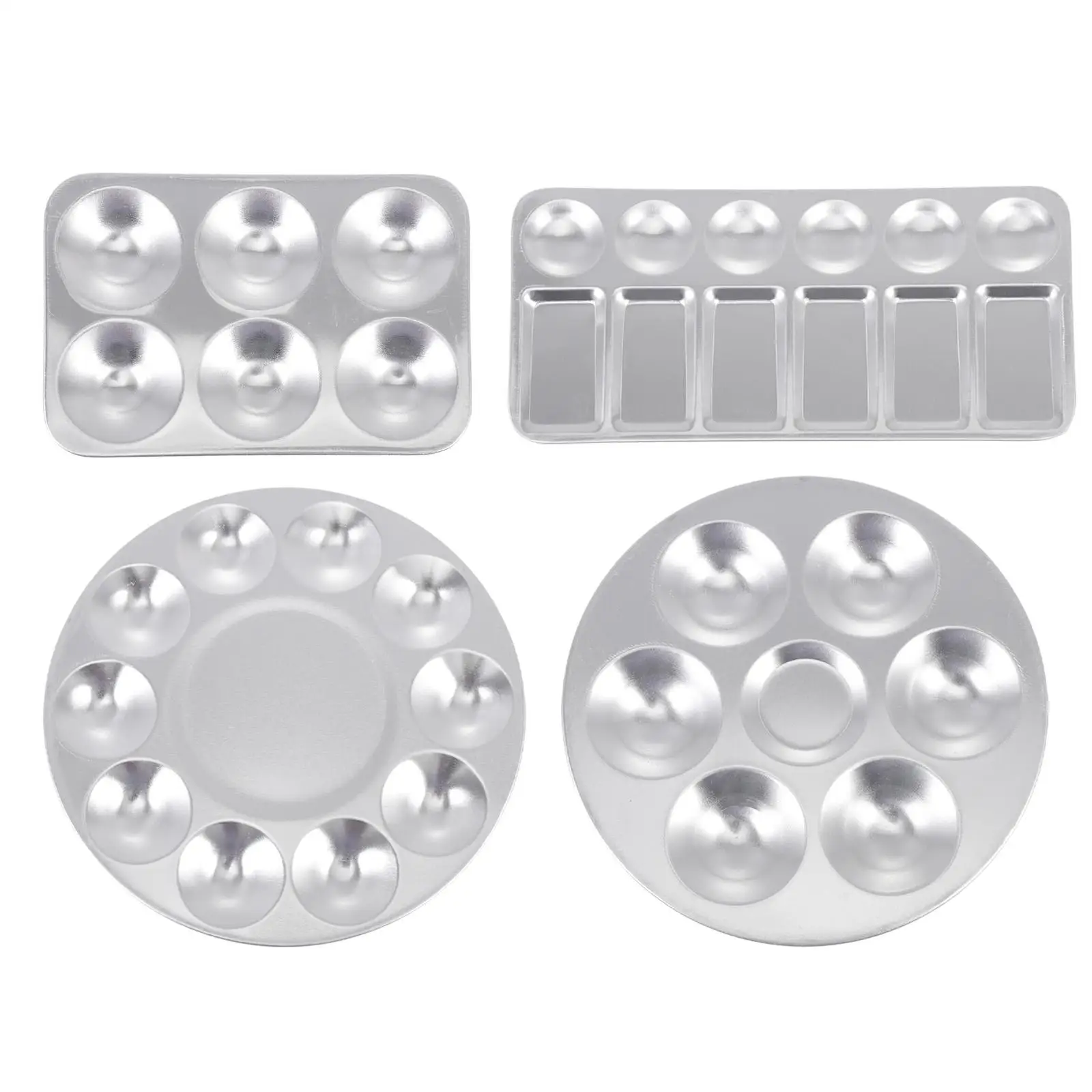 

4 Pcs Mini Watercolor Paint Mixing Palette Tray Rectangular Round Wooden Gouache Color Blending Plates Pigment Mixing Plate