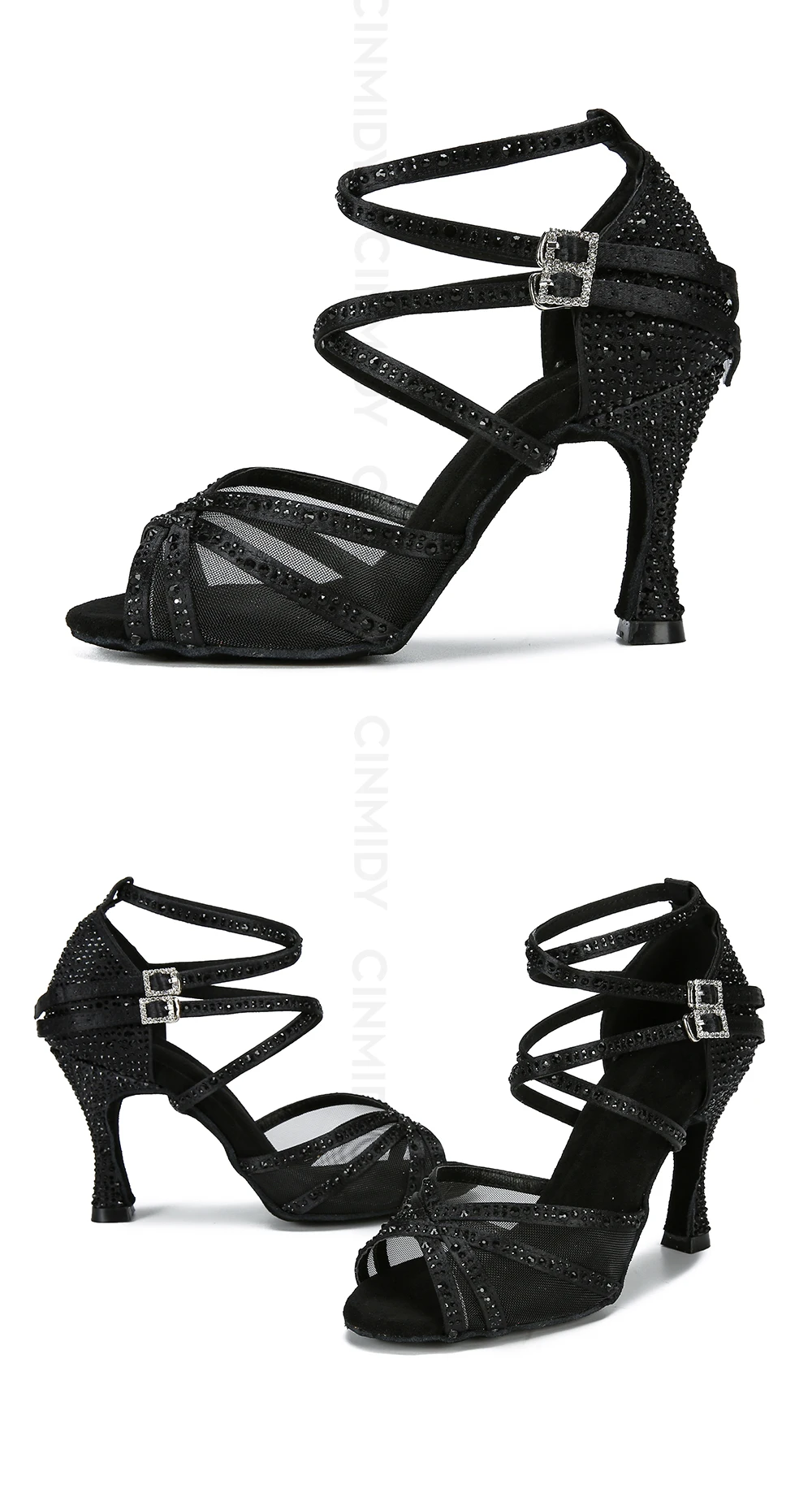 CINMIDY Tanzschuhe für Damen, Netzstoff-Latin-Tanzschuhe, Damen-Salsa-Schuhe, Satin-Hochzeitsschuhe, weiche Sohle, Damensandalen. – Detail 17