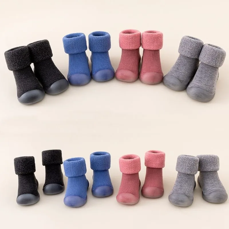 Autumn and Winter Children's Walking Shoes with Thick Soft Sole Anti Slip Boys and Girls Baby Pure Cotton Warm Floor Socks