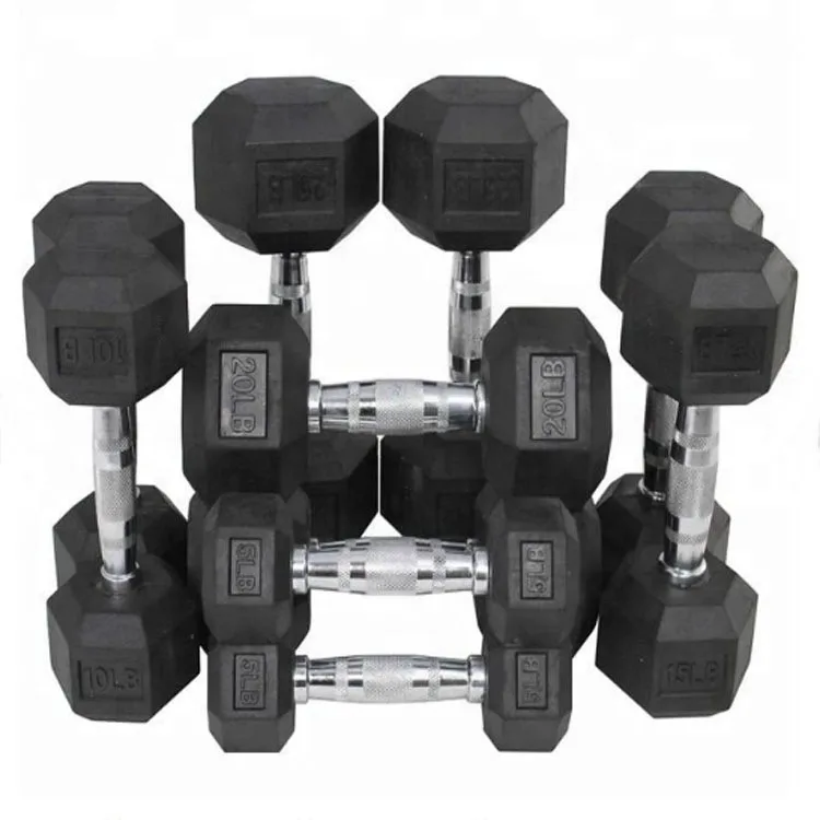 Mancuernas recubiertas de goma negra, precio competitivo, 30kg, gimnasio en casa, entrenamiento físico, mancuernas hexagonales, 2025 nuevo