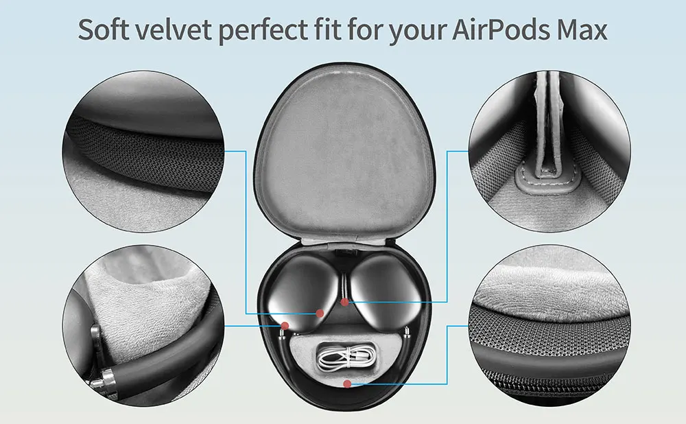 Wiwu schützende intelligente Hülle für Airpods max mit automatischer Schlaf wasserdichte Hartsc halen tasche für Airpods max tragbare Trage tasche – Detail 4