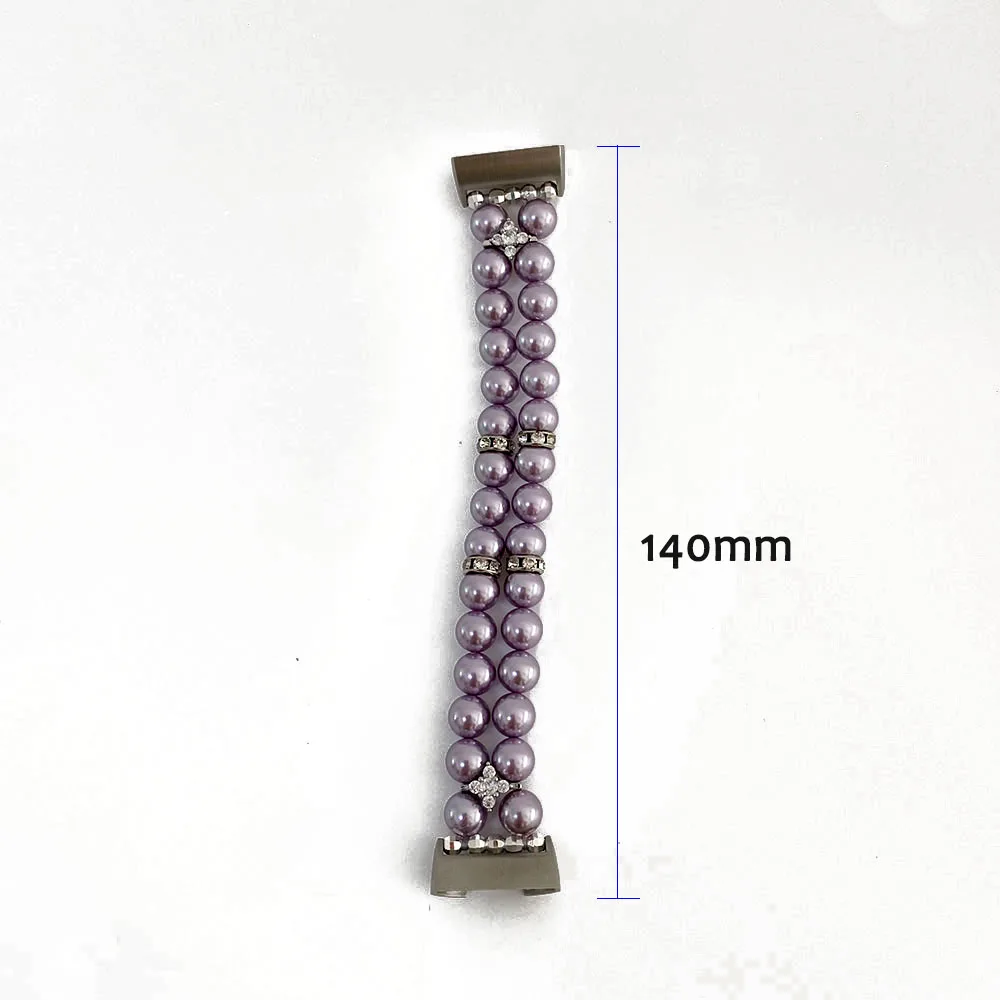 Purple Watchband for Fitbit Charge 6 Bands/Fitbit Charge 5 Bands Beaded Handmade Adjustable Bracelet Replacement for Women Girls