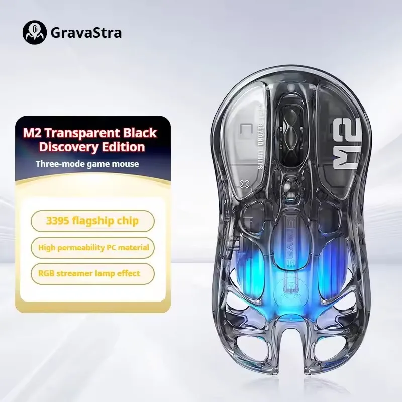 

GravaStar M1 M2 Wireless Magnesium Alloy Gaming mouse PAW3395 4K 26000DPI bluetooth 2.4G wired Hollow design Gamer Mouse