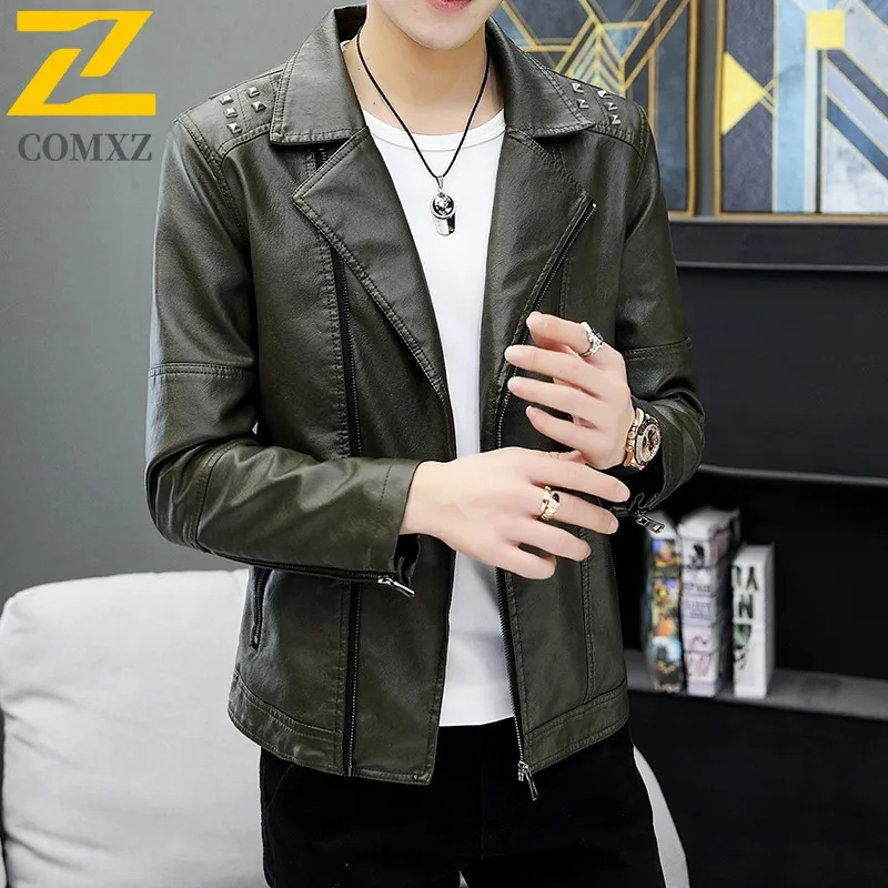

COMXZ Мужская дорожная кожаная куртка высокого качества, удобные легкие мотоциклетные куртки в американском стиле, повседневное прочное осеннее пальто