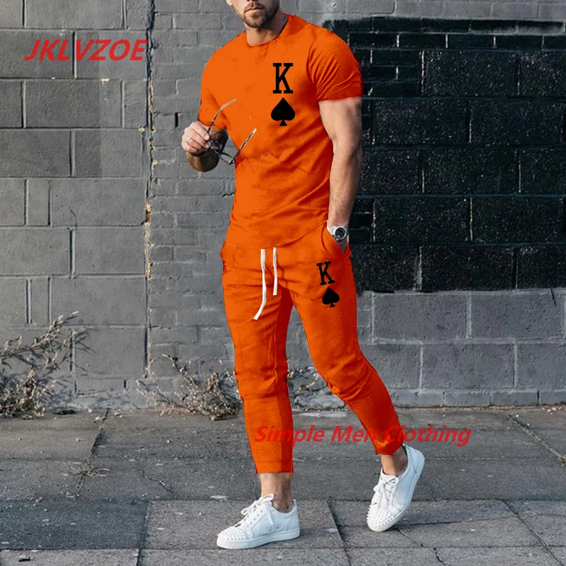 Letnie męskie spodnie dresowe 3D drukowane Jogger odzież sportowa koszulka z krótkim rękawem + długie spodnie Casual Street Clothes2 częściowy zestaw