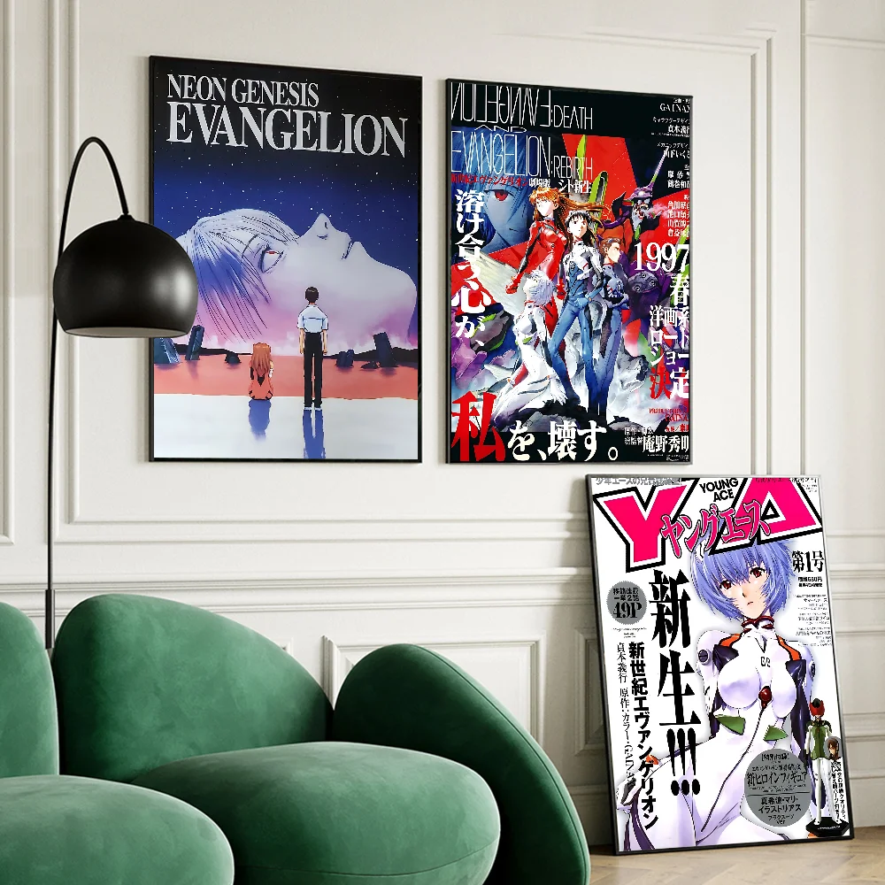 NeonS E-Evangelion Anime Posters Sticky Whitepaper Sticker DIY Room Bar Cafe Kawaii Room Decor