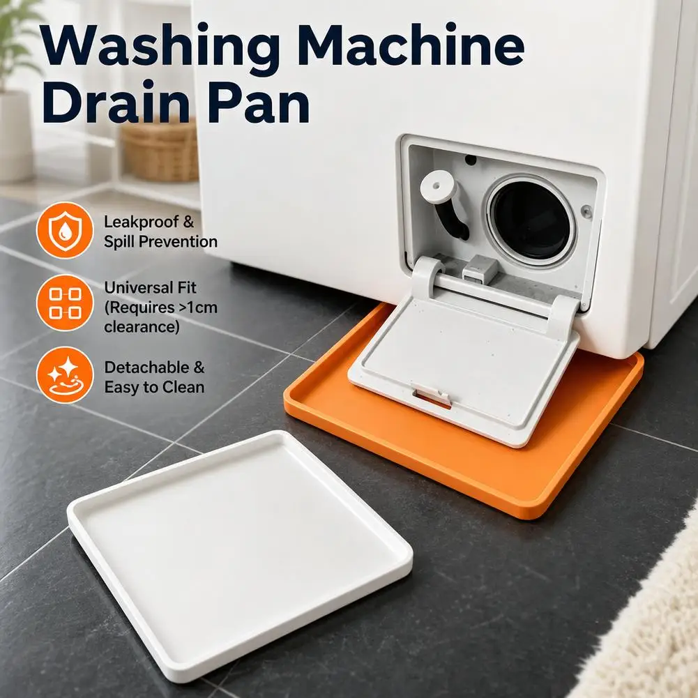 Reusable Washing Machine Drain Tray Plastic Washer Drip Tray for Laundry Room Floor Leak and Overflow Protection