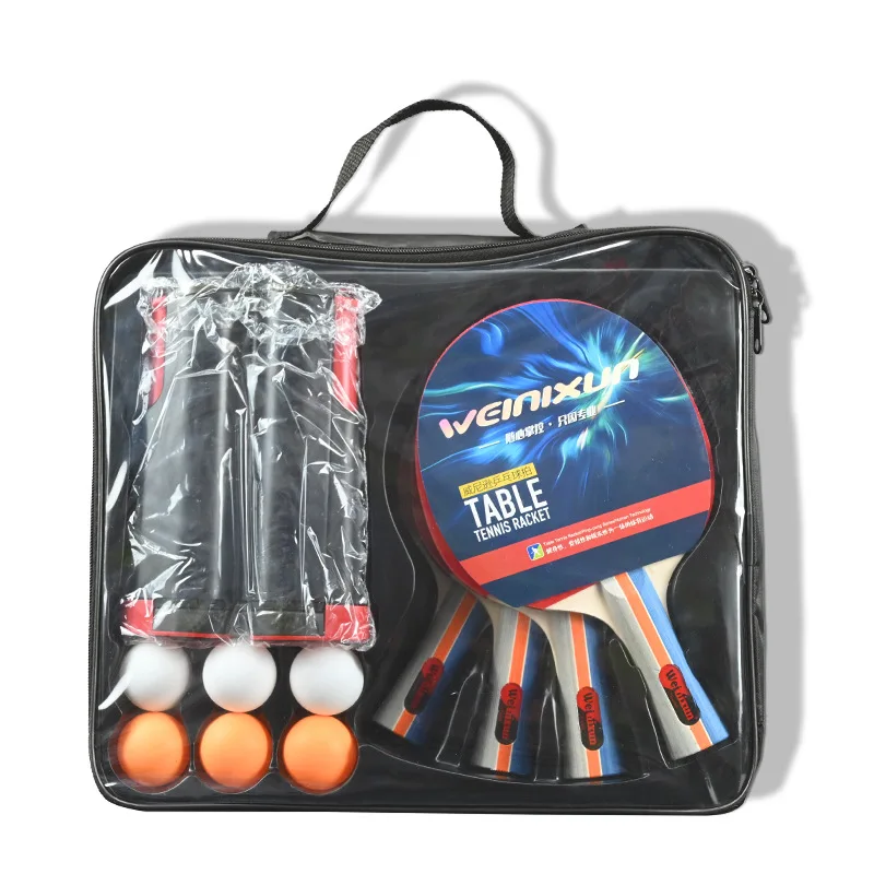

Table tennis racket set 4 rackets 6 balls with grid retractable portable packaging set
