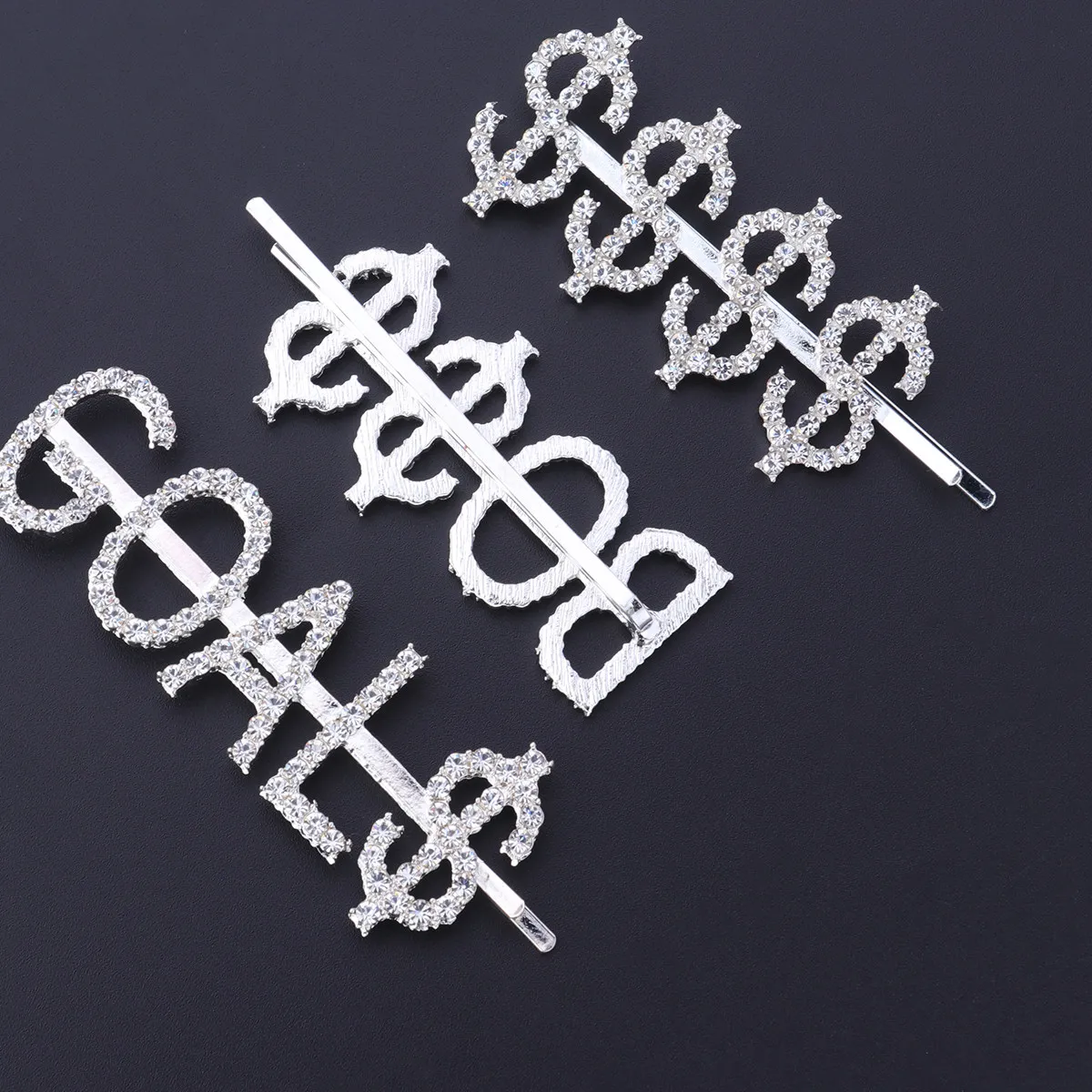 

3Pcs Elegant Rhinestone Hairpin Letter Design Hair Clips for Women Girls Stylish Barrettes Fashion Hair Accessories Bobby Pin