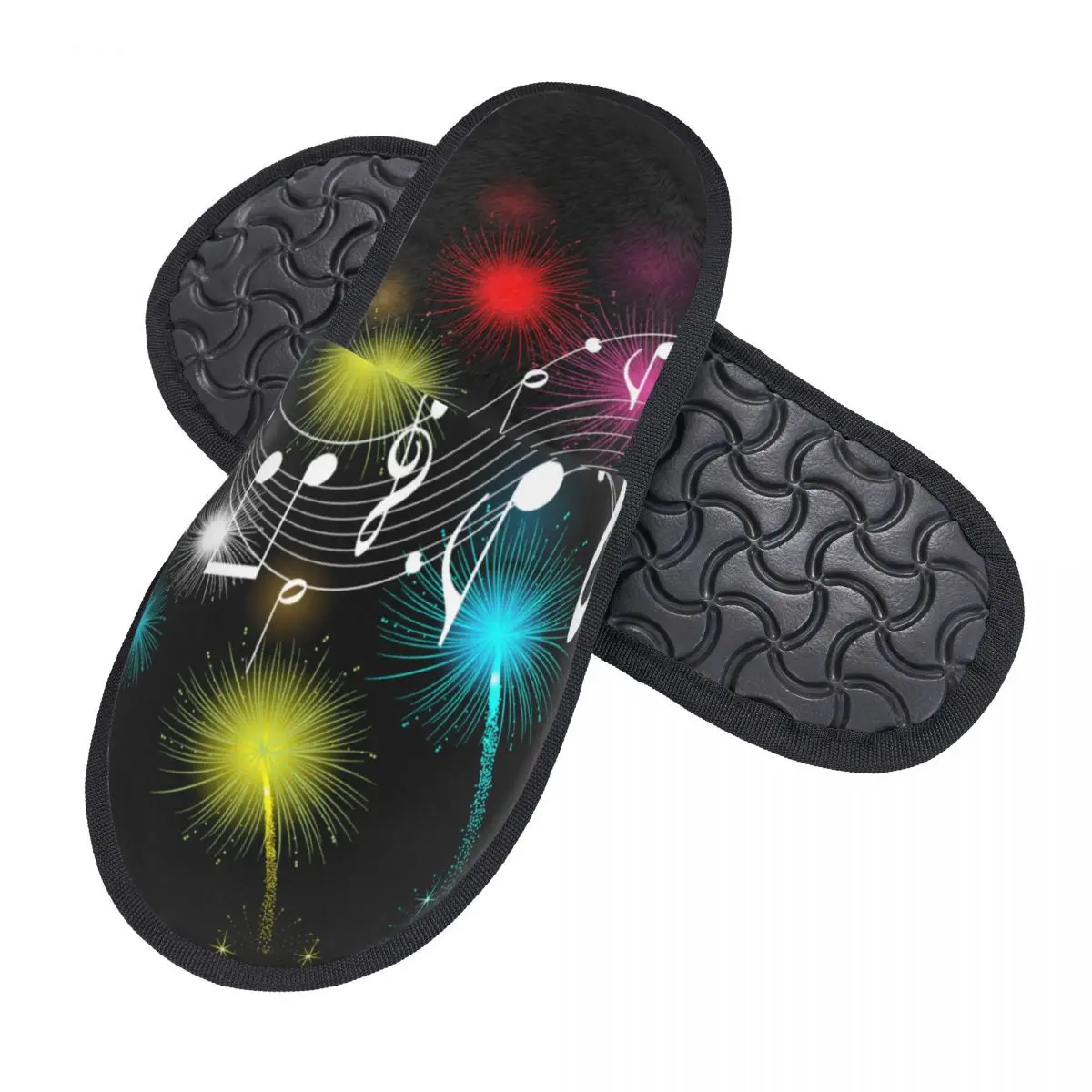 Music Notes Slipper For Women Men Fluffy Winter Warm Slippers Indoor Slippers