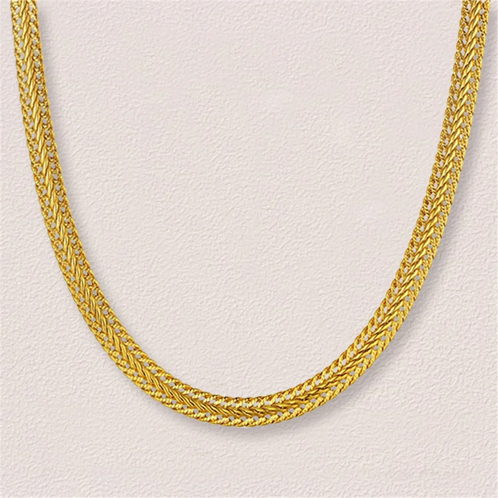Punk Fashion Flat Snake Chain Necklace 6mm Male Gold Silver Color Foxtail Link Chains For Men Women Vintage Jewelry Gift 2025