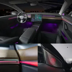 Decorate Shadow Active ambient light For Tesla Model 3 model Y 2021 2022 cup control interior led lamp Center pillar light
