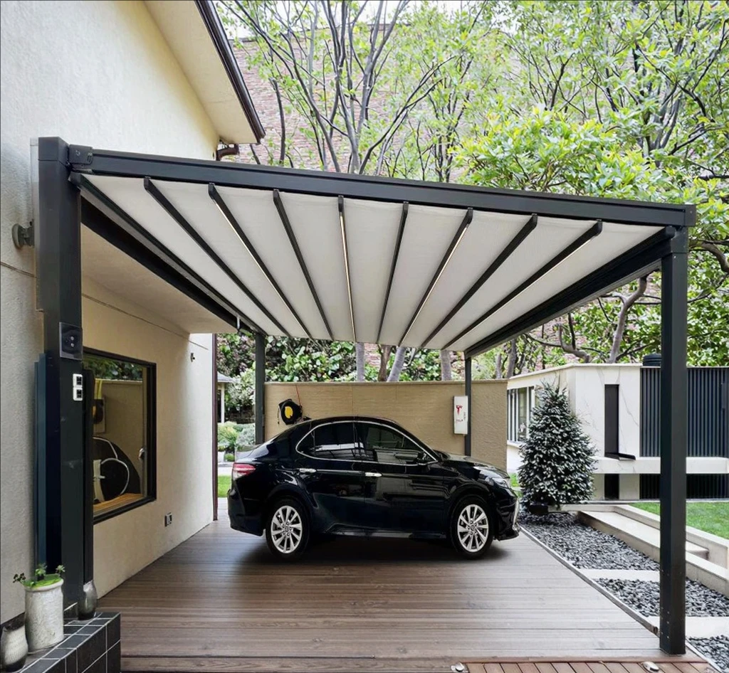 Villa Extendable Electric Sky Screen Outdoor Folding Canopy Terrace Rain Shelter Pavilion Household Sunshade Rainproof