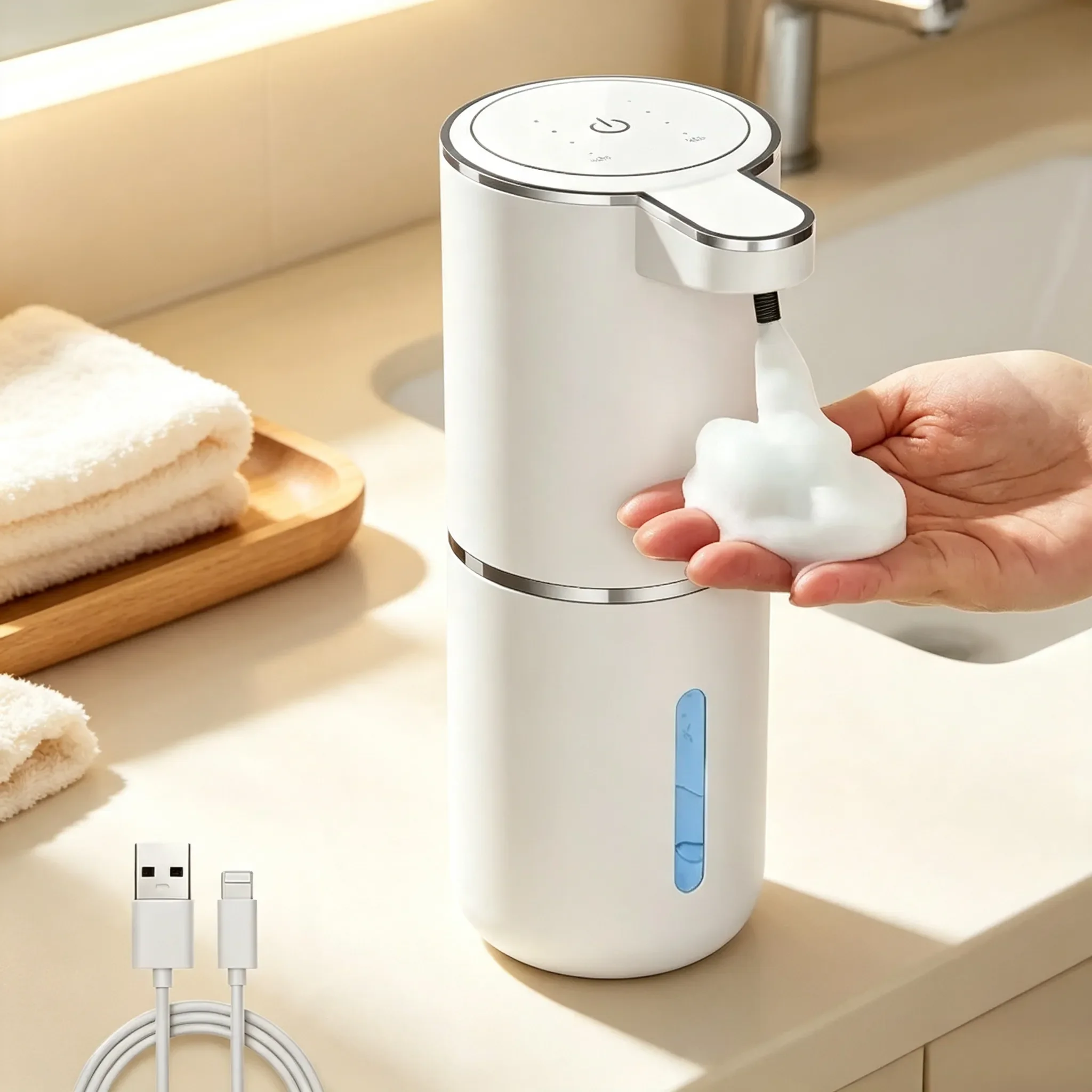 Home Bathroom Kitchen Touchless Electric Soap Dispenser USB Charging Infrared Sensor Automatic Liquid Foam Hand Soap Dispenser