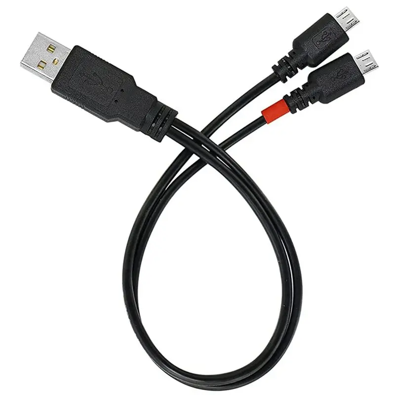 25cm 2-in-1 USB 2.0 A 타입 남성 케이블에서 2 * 마이크로 5핀 남성 케이블로 변환하는 안드로이드 폰 1/2 데이터 충전 케이블