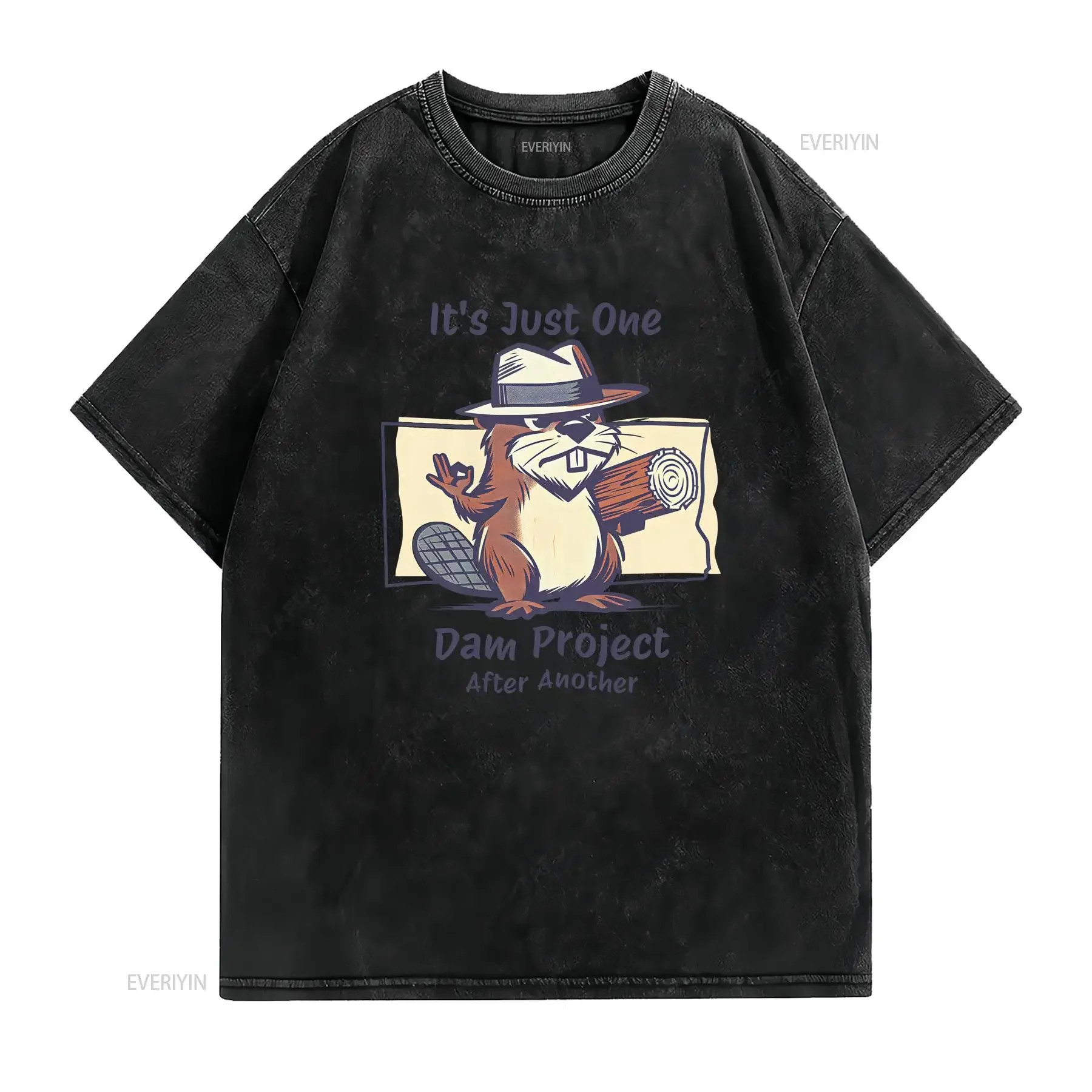 Funny Project Manager s It's Just one Dam After Another T Shirt Beaver Handyman Carpenter vintage Washed Slightly