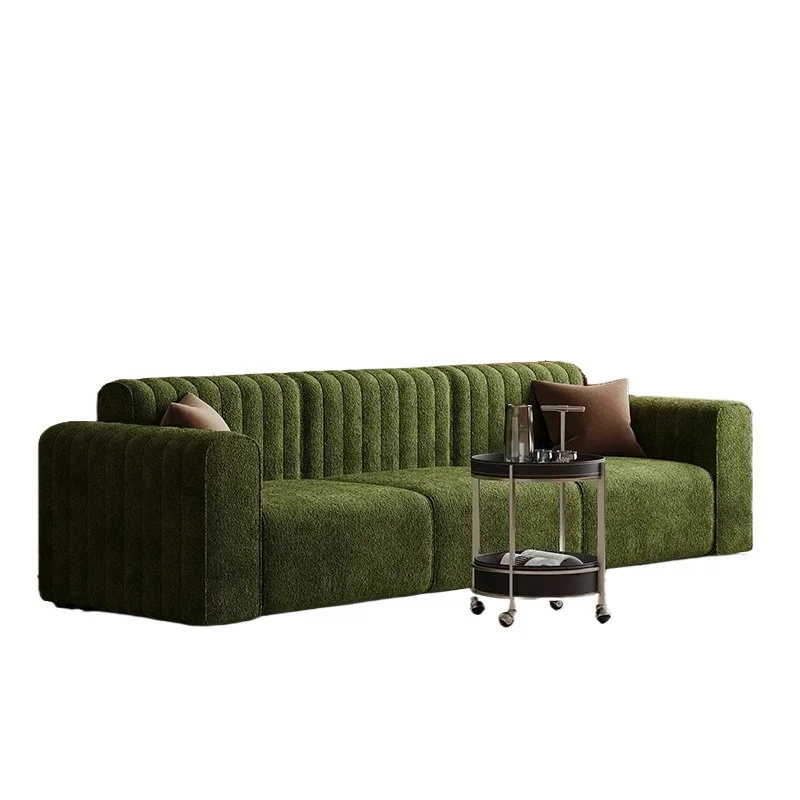 Medieval retro designer module splicing straight row fabric sofa, medieval living room homestay beauty salon reception sofa