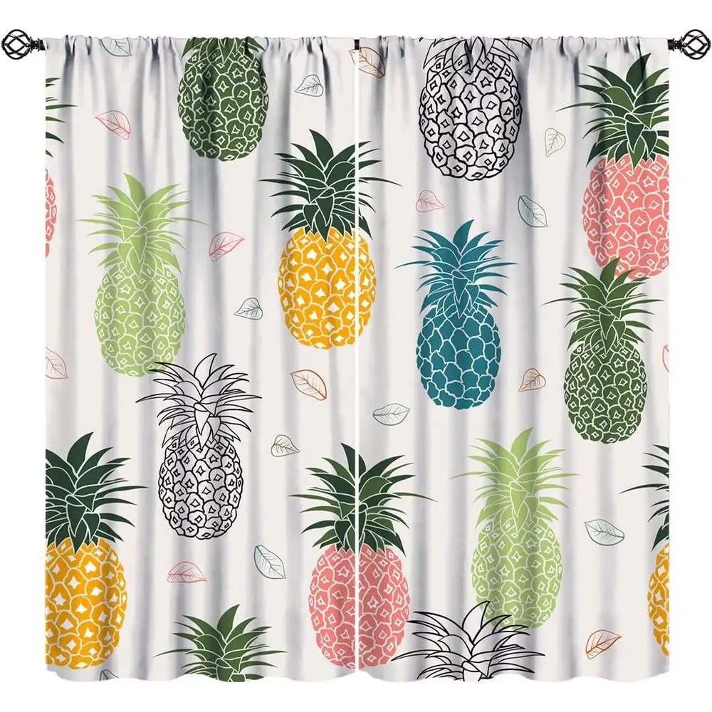Tropical Pine Leaves Summer Nature Print Blackout Curtains for Living Room, 84 W x 84 L