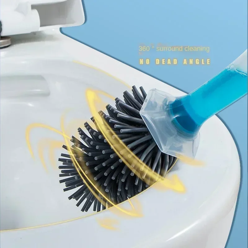 مجموعة فرش المرحاض القابلة لإعادة الملء، مثبتة على الحائط مع حامل فرشاة TPR من السيليكون لأدوات تنظيف الزوايا وإكسسوارات الحمام #3