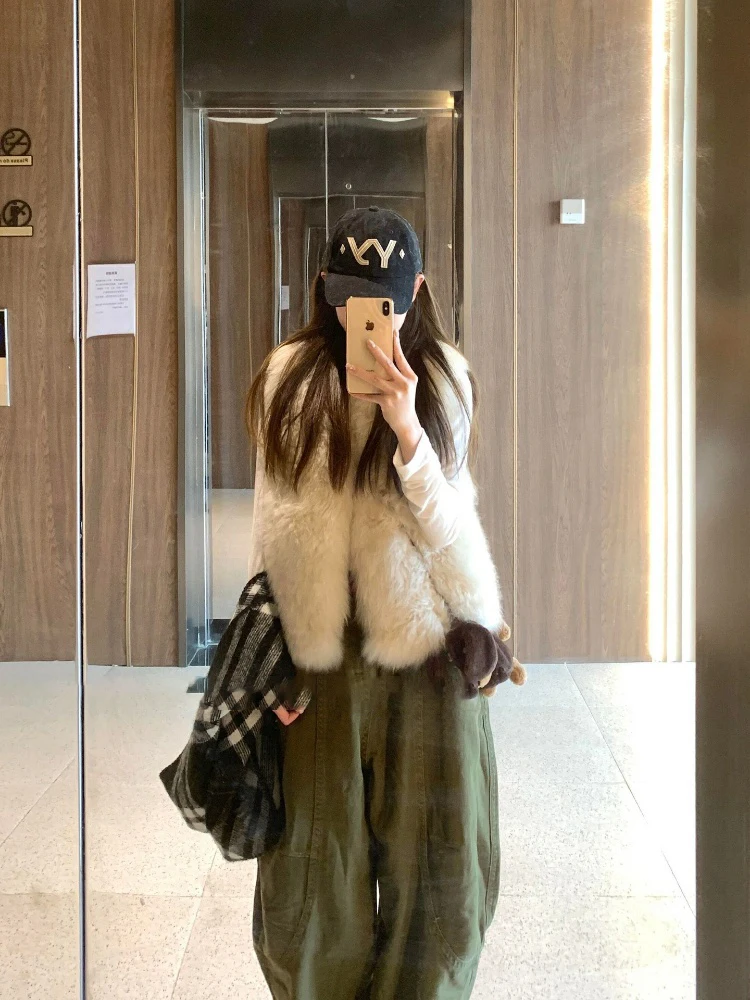 

Женский меховой жилет в Корейском стиле в стиле ретро, теплая облегающая верхняя одежда, дизайн Sensation, осень-зима, новый модный жилет для поездок на работу