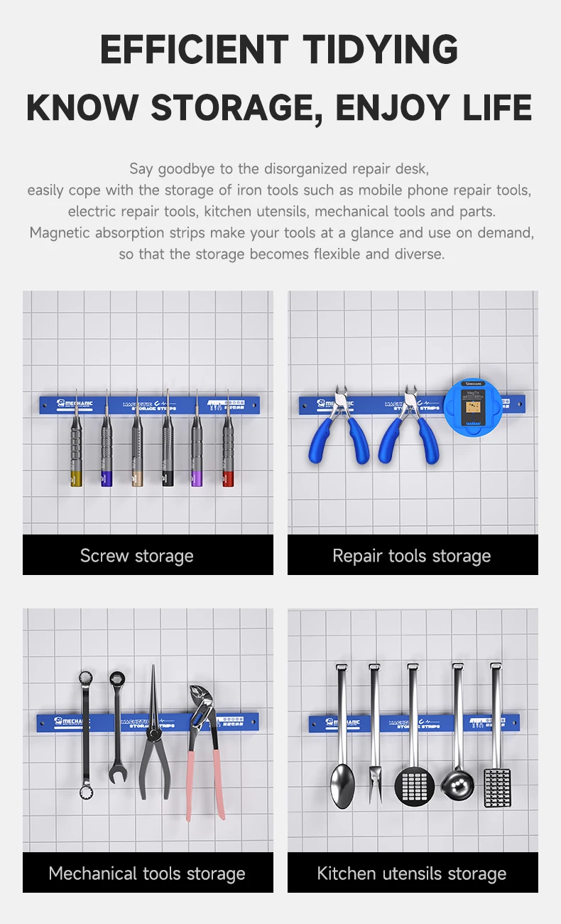 MECHANIC MAG25 Super Absorption Magnetic Absorption Bar Metal Storage Screwdriver Phone Repair Fixtures Kitchen Tool image 4