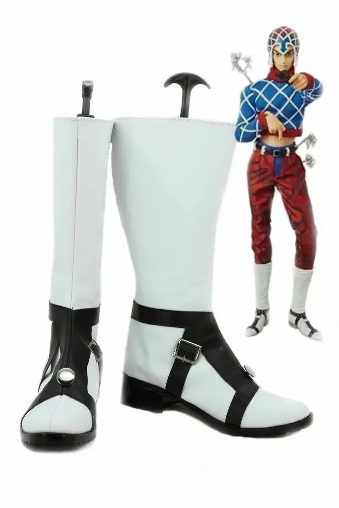 

JOJO'S BIZARRE ADVENTURE 5 GUIDO MISTA Cosplay Shoes White Boots Custom Made