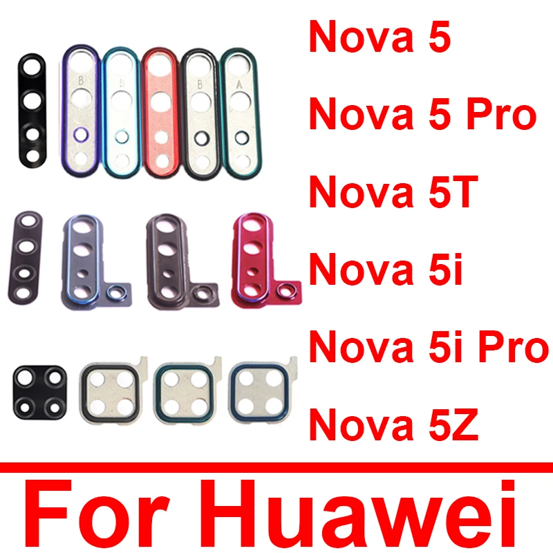 Back Rear Camera Lens Glass+Cover with Sticker For Huawei Nova 5 5i Pro 5T 5Z Rear Camera Glass Lens Housing Cover Replacement