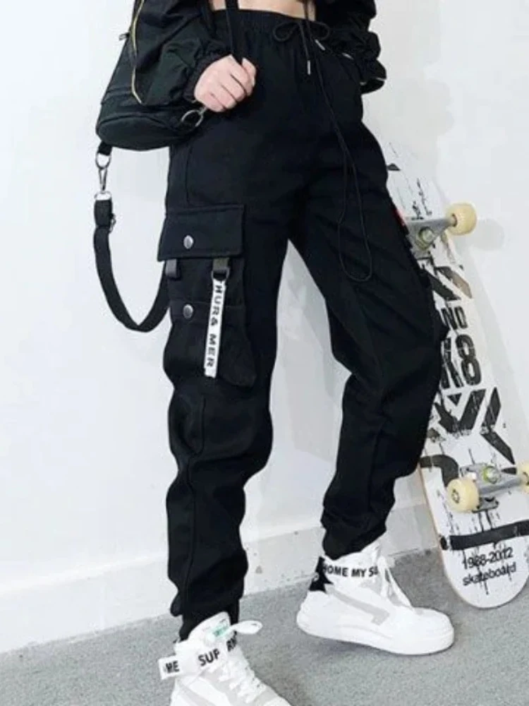

Hip Hop Women's Sweatpants Sports Summer Fashion Cargo Pants Female Korean Harem Pants Black Loose Casual Joggers Plus Size 5XL