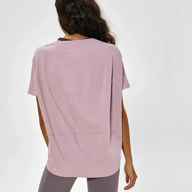 Lemon Women Back in Action Loose Short Sleeve Shirts Yoga Sports T-shirt Sportswear Casual Breathable Outdoor Jogging Blouse Top