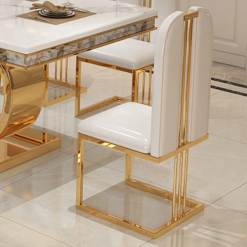 Light luxury marble dining table stainless steel