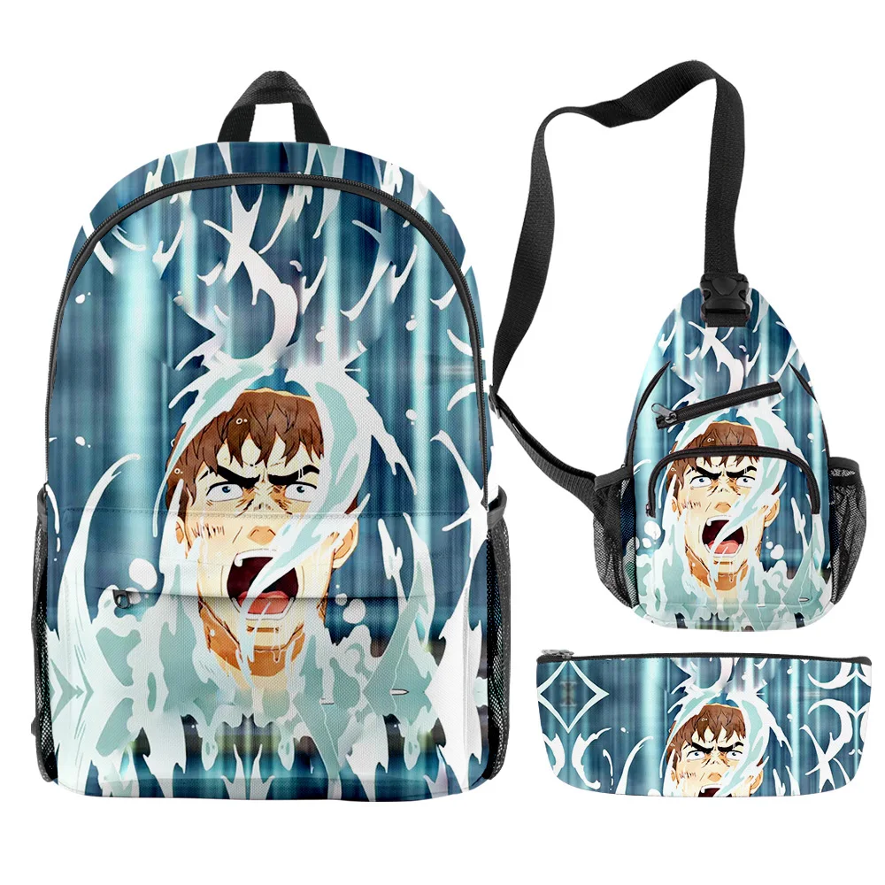 Hip Hop Popular Thermae Romae Novae Anime impresión 3D 3 unids/set mochilas escolares para alumnos mochila de viaje para ordenador portátil bolsa de pecho estuche para lápices