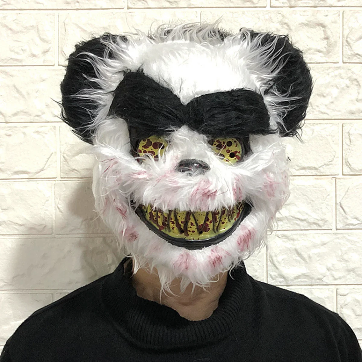 

Panda Head Mask Scary Bloody Design For Halloween Costume Party Masquerade Animal Face Cover Wearable Prop Accessory
