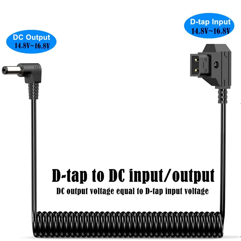 1.5m Spring Expansion D-TAP Male Head to DC5.5 * 2.5mm Male Power Cord V Port Battery Monitor Power Supply Connection Wire