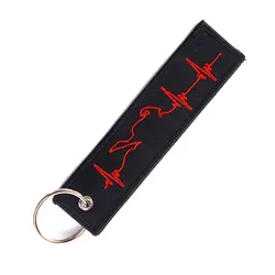 Biker Heartbeat Keychain for Motorcycles and Cars Key Chains Embroidery Key Fobs Jewelry Fashionable Chain