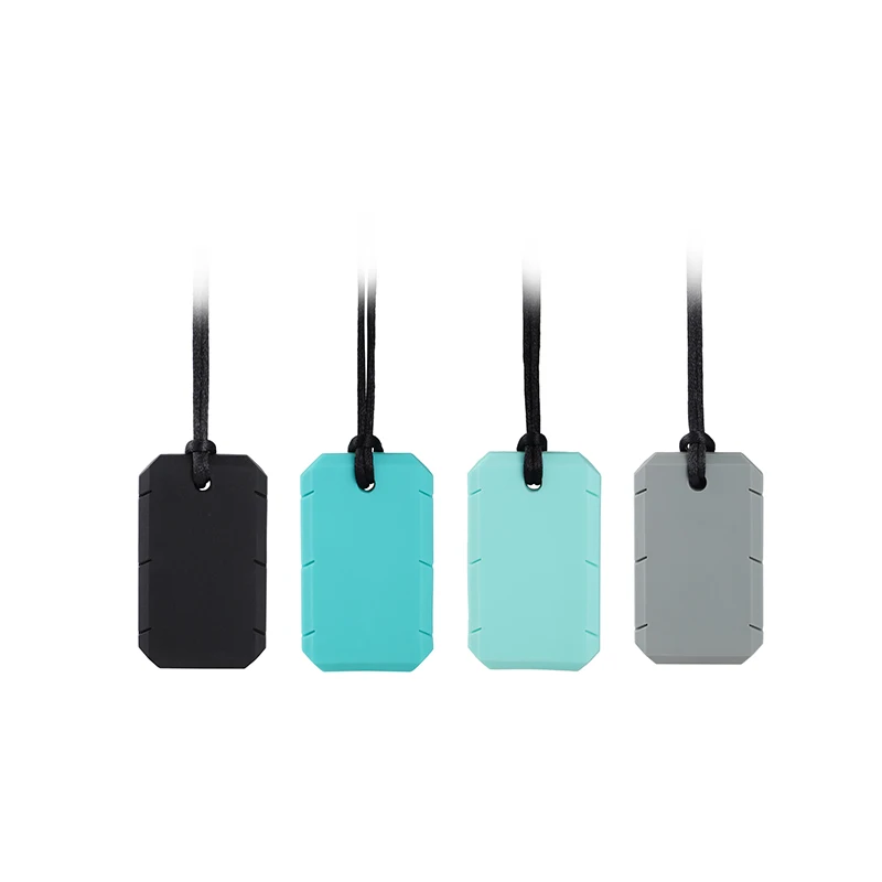 

4PCS Sensory Chew Necklace Silicone Dog Tag Pendant Chewy for Kids Autism ADHD and Oral Motor Needs Fidget Chewable Necklace
