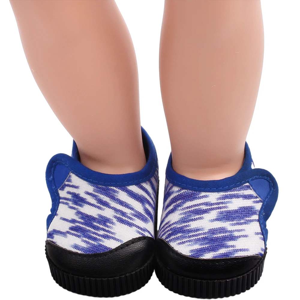 รองเท้ากีฬาตุ๊กตาเด็กผู้หญิงขนาด18นิ้ว2คู่ของเราและรุ่นอเมริกัน43ซม. รองเท้าผ้าแคนวาสสำหรับเล่นกีฬาสีสันสดใส