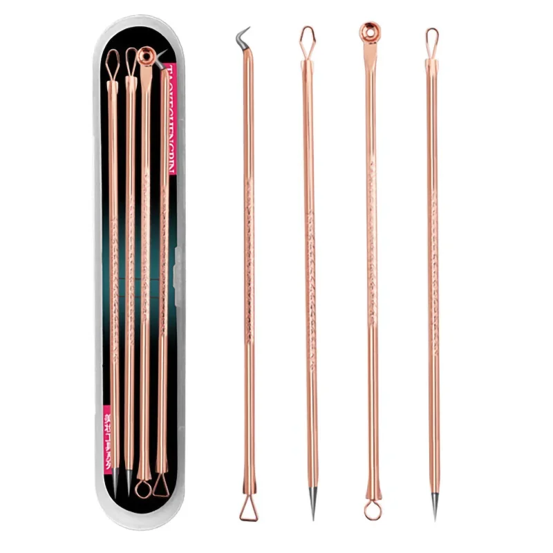 Aiguilles pour points noirs, comédons, boutons, belmish, dissolvant d'acné, nettoyeur de pores du visage, extracteur, outils de soins de la peau, beauté et santé, 4 pièces/ensemble