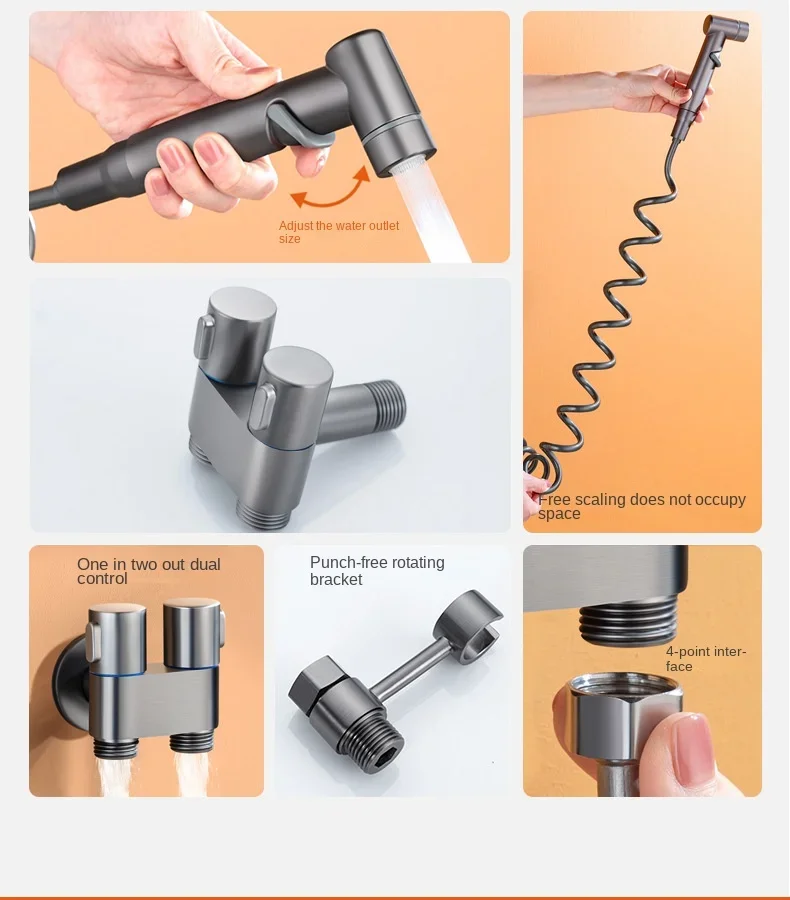 Hygienic Shower for Bathroom Toilet Bidet Shower Head Double Outlet Angle Valve of Bathroom Accessories Bidet Toilet Seat image 2