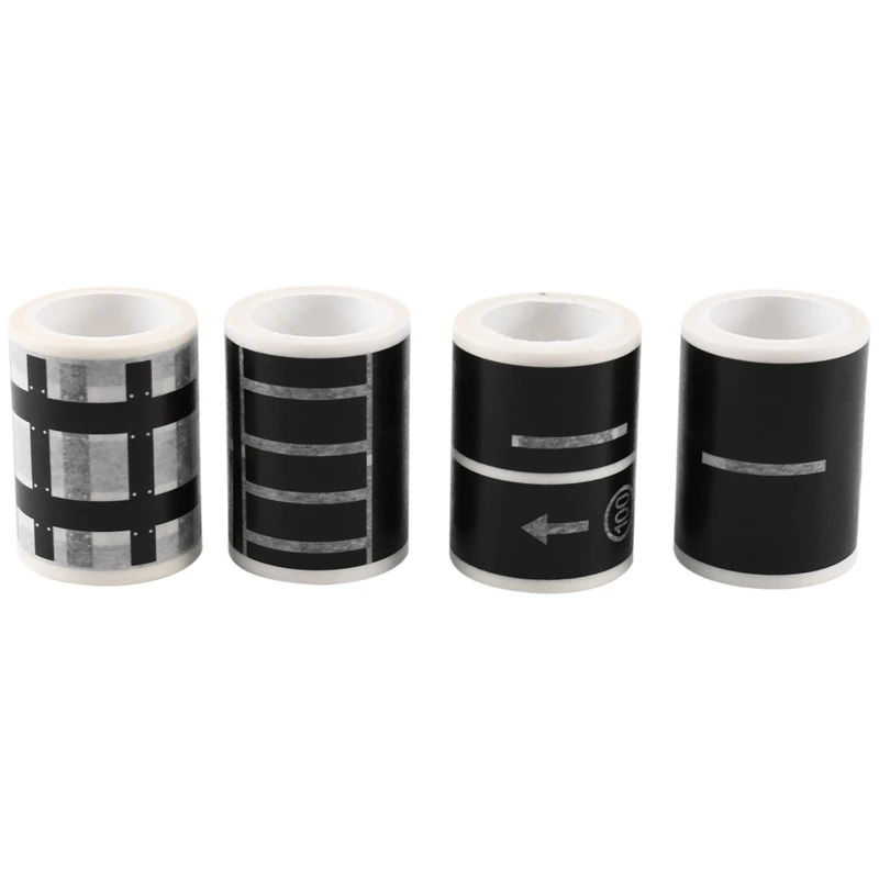 A77E-ferroue autoroute bande 4 rouleaux 4.8Cm x 5m autocollant trafic route adhésif ruban de masquage route pour enfants bricolage jouet voiture jouer