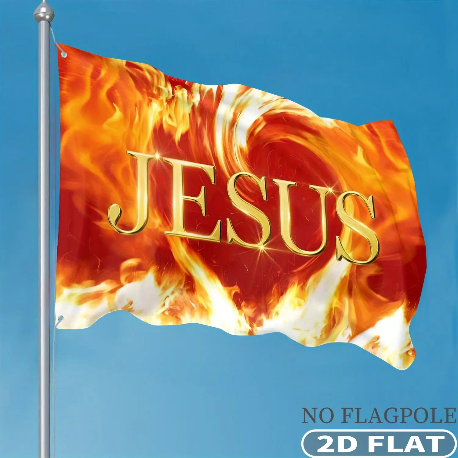 1pc 2D FLAT Outdoor Flag Banner, Single Side Colorful Background Jesus Text Flag Banner, Durable Polyester Fabric Home Decor