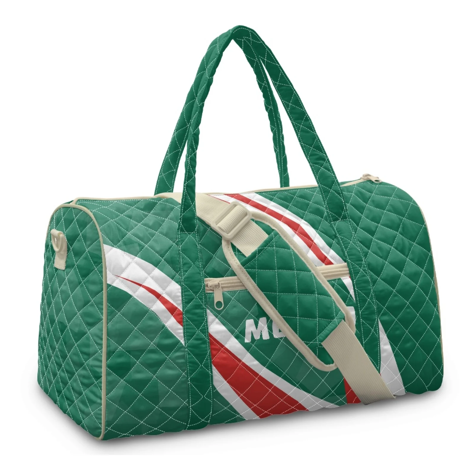 Coloranimal Green Red Striped New Trend Quilted Travel Duffels Polyester Versatile Travel Carry On Tote for Beach
