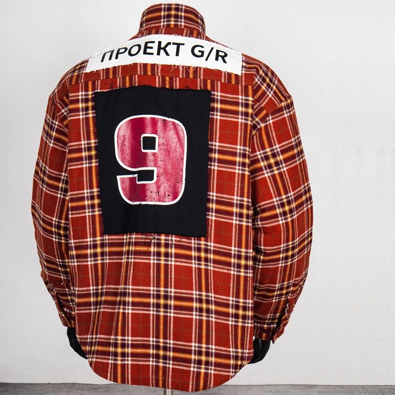 

Куртка High Street Project G/R, зимнее утолщенное клетчатое пальто, лоскутное пальто с буквенным принтом, куртки с воротником-стойкой и хлопковой подкладкой