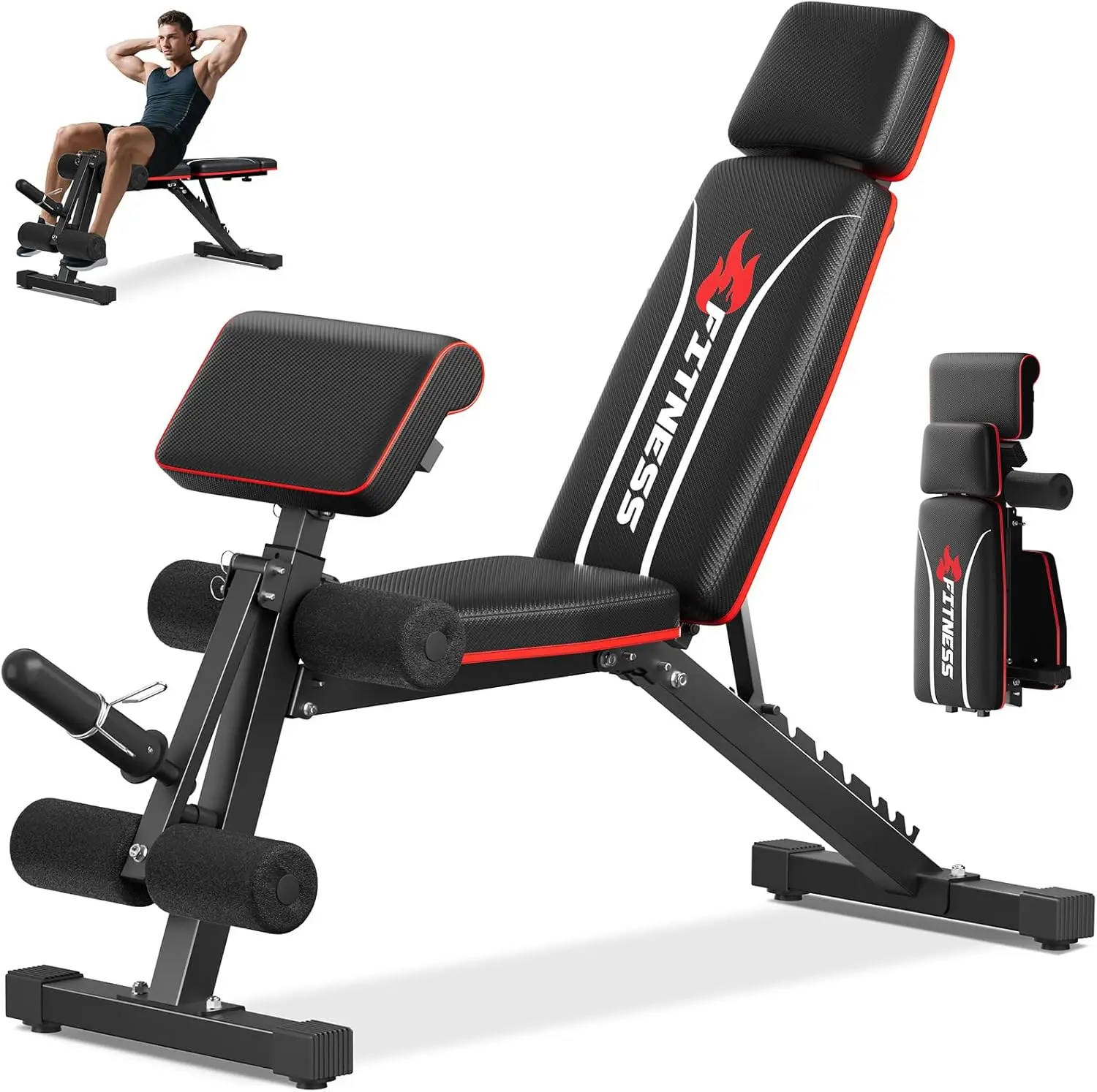 Home Gym Foldable Weight Bench, Alloy Material, Silver Color, 900Lbs Capacity, Space-Saving