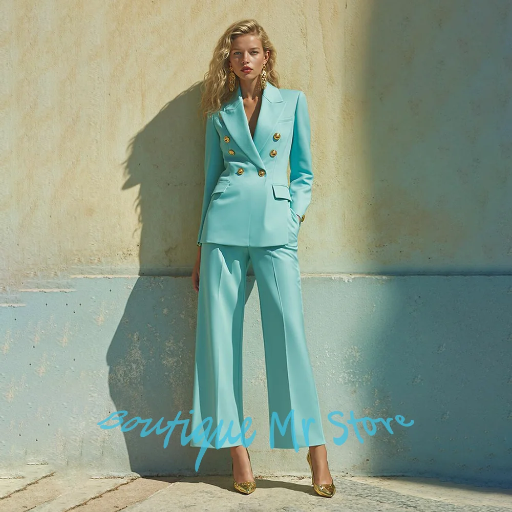 Professionele dameskleding, dubbele rij knopen, piekrevers, tweedelig pak, elegante kantoorblazer, vintage dagelijkse streetwear